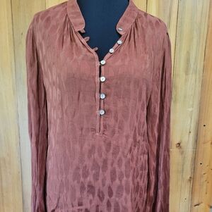 Women's Brown Button-Up Top